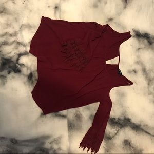 Red Cold-Shoulder Top